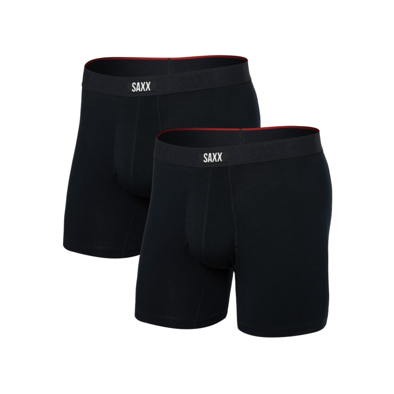 SAXX Boxershorts Vibe Xtra Soft Comfort Boxer Brief Fly schwarz/schwarz Herren - 2 Stück